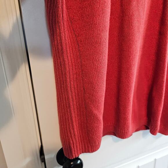 Woolrich Sweater Womens XL Red Knit Mock Neck Soft Cozy Pull Over Cotton Ribbed - Picture 4 of 9